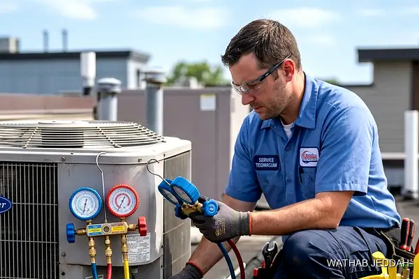 Professional photo illustrating AC Outdoor Unit Installation in Jeddah by Wathab AC
