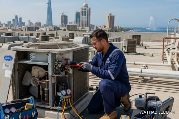 Professional photo illustrating Split AC Relocation Between Homes in Jeddah by Wathab AC