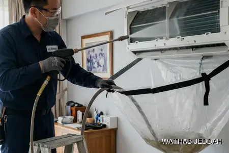 AC Maintenance in Al-Fardous, Jeddah — Wathab AC work steps