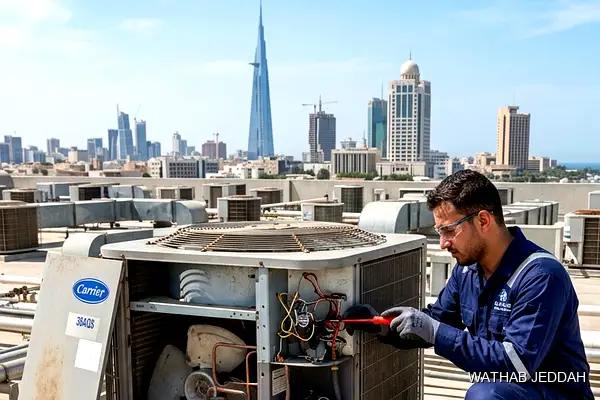 صورة مهنية توضح صيانة مكيفات حي الحرازات جدة من وثاب التكييف