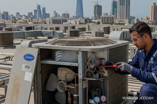 Professional photo illustrating Midea AC Maintenance in Jeddah by Wathab AC