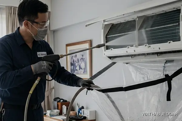 Professional photo illustrating Factory AC Maintenance in Jeddah by Wathab AC
