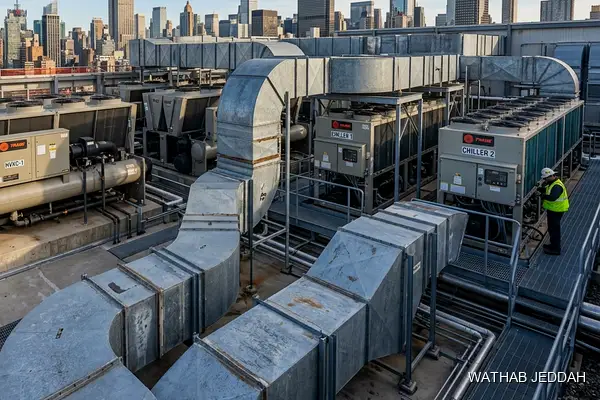 Professional photo illustrating Warehouse AC Rough-In Piping in Jeddah by Wathab AC