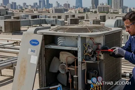 Warehouse AC Rough-In Piping in Jeddah — Wathab AC work steps